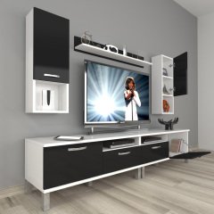 Decoraktiv Eko 5200DA Slm Krom Ayaklı Tv Ünitesi Tv Sehpası Beyaz - Siyah