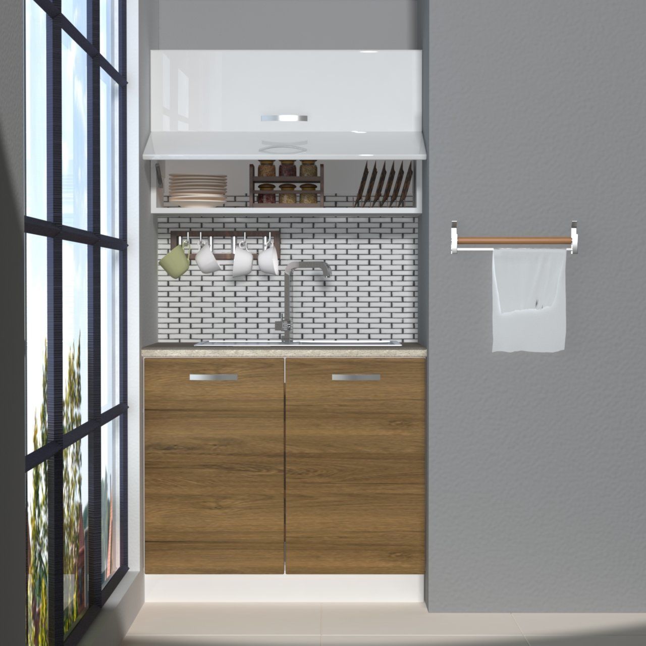 Decoraktiv Mini 90Y MDF Hazır Mutfak Dolabı Pera - Beyaz