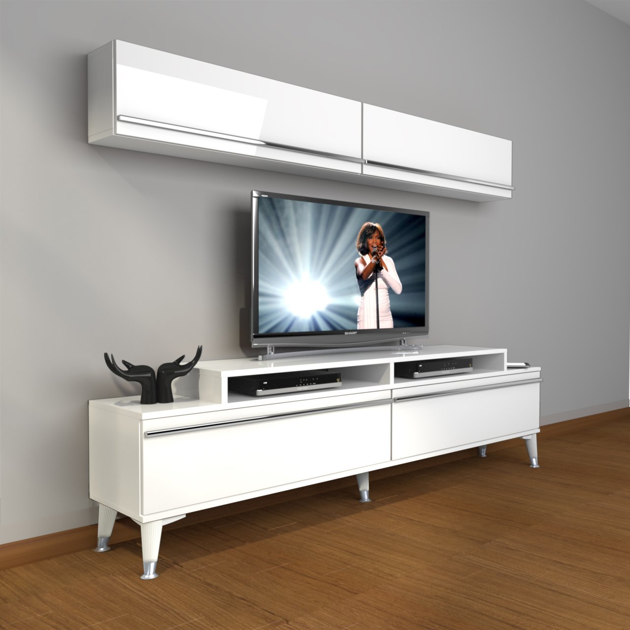 Decoraktiv Ekoflex 5 Mdf Silver Tv Ünitesi Tv Sehpası Parlak Beyaz