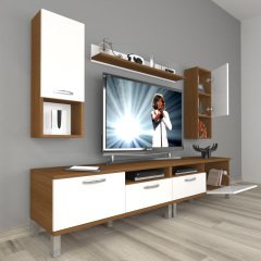 Decoraktiv Eko 5200DA Slm Krom Ayaklı Tv Ünitesi Tv Sehpası Ceviz - Beyaz