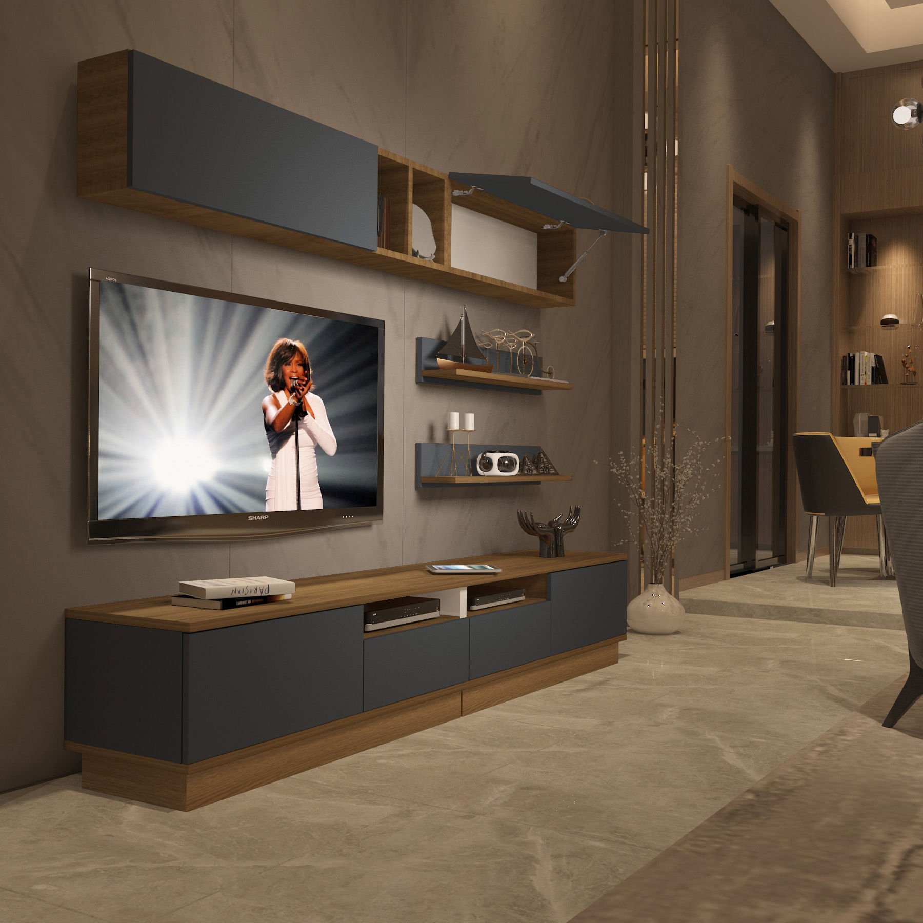 Decoraktiv Trendstyle 5220S Mdf Tv Ünitesi Tv Sehpası Pera - Antrasit