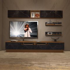 Decoraktiv Trendstyle 5220S Mdf Tv Ünitesi Tv Sehpası Ceviz - Siyah Mermer