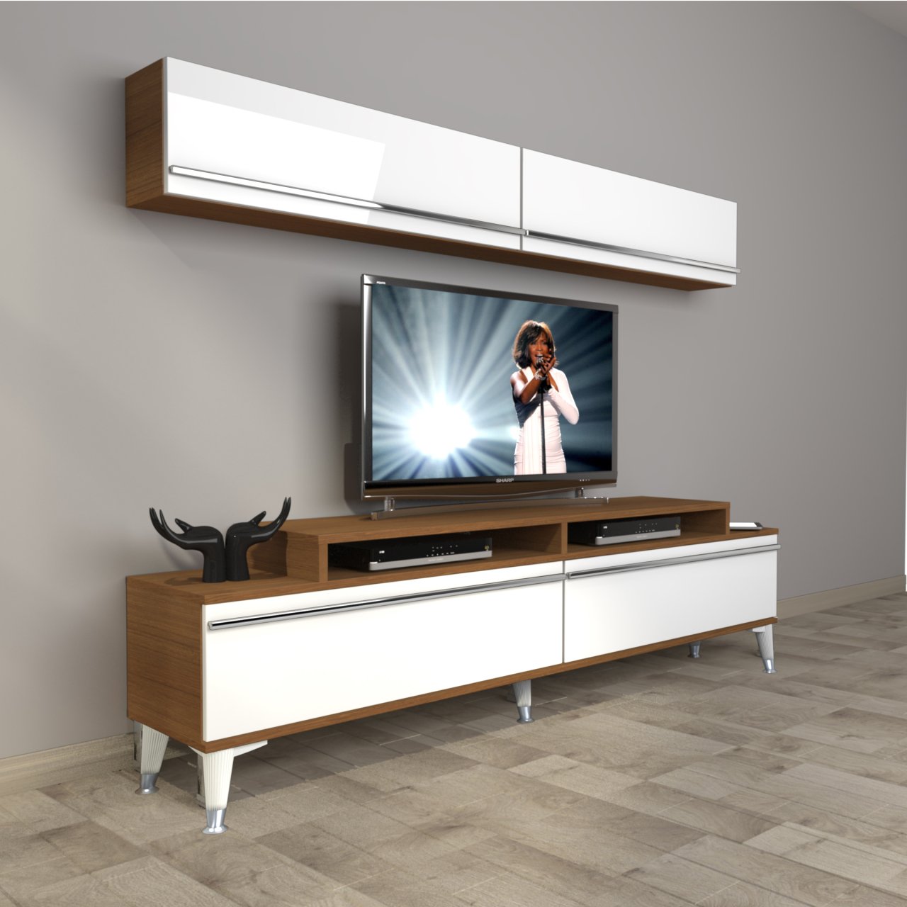 Decoraktiv Ekoflex 5 Mdf Silver Tv Ünitesi Tv Sehpası Ceviz - Beyaz