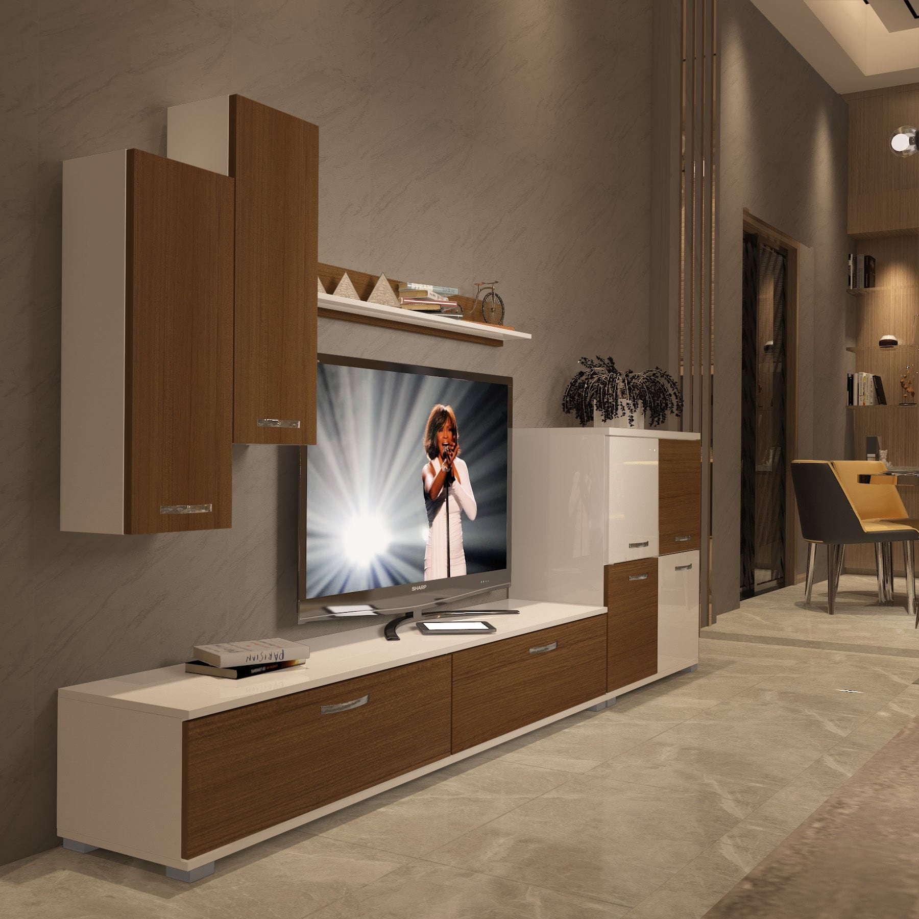 Decoraktiv Eko 6 Slm Std Tv Ünitesi Tv Sehpası Beyaz - Ceviz