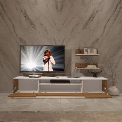 Decoraktiv Trendstyle 4S Slm Tv Ünitesi Tv Sehpası Beyaz - Ceviz