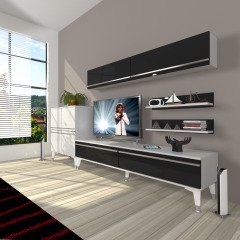 Decoraktiv Eko 6Y Mdf Std Silver Tv Ünitesi Tv Sehpası Beyaz - Siyah