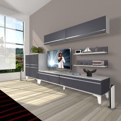 Decoraktiv Eko 6Y Mdf Std Silver Tv Ünitesi Tv Sehpası Beyaz - Antrasit