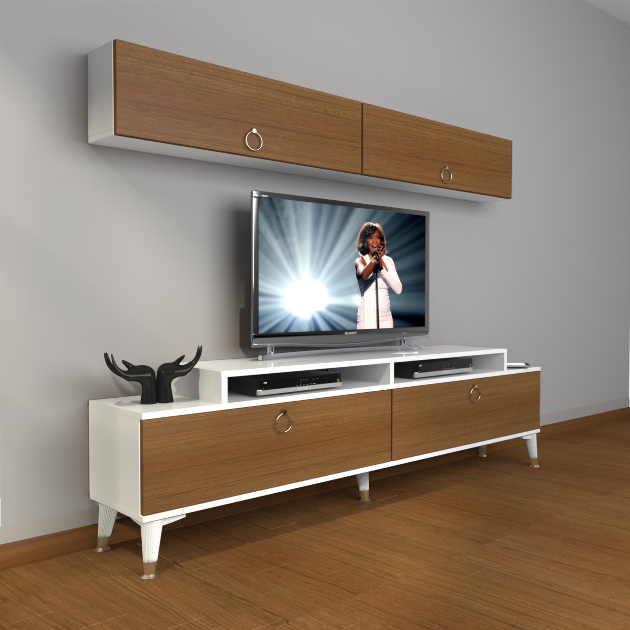 Decoraktiv Ekoflex 5 Mdf Gold Tv Ünitesi Tv Sehpası Beyaz - Ceviz