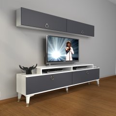 Decoraktiv Ekoflex 5 Mdf Gold Tv Ünitesi Tv Sehpası Beyaz - Antrasit