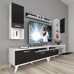 Decoraktiv Eko 5200DA Slm Retro Tv Ünitesi Tv Sehpası Beyaz - Siyah
