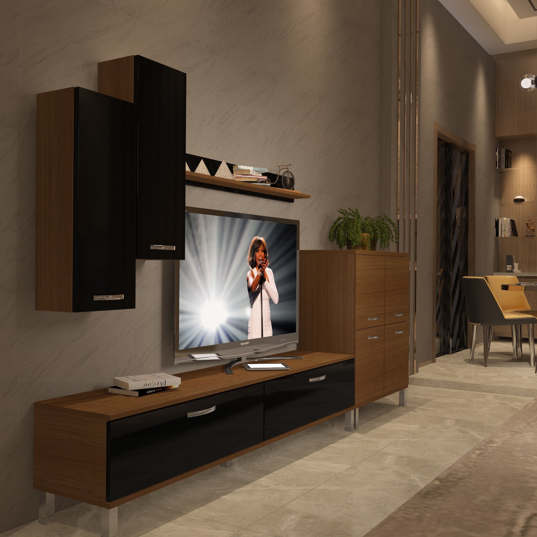 Decoraktiv Eko 6 Slm Std Krom Ayaklı Tv Ünitesi Tv Sehpası