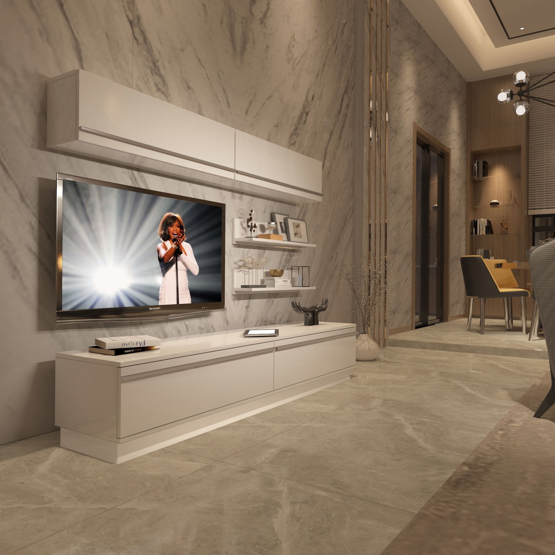 Decoraktiv Eko 5B Mdf Std Tv Ünitesi Tv Sehpası Parlak Beyaz