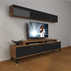 Decoraktiv Ekoflex 5 Mdf Gold Tv Ünitesi Tv Sehpası Ceviz - Siyah