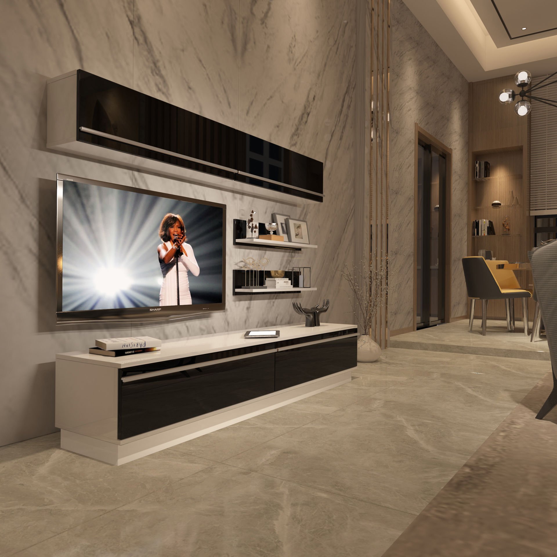 Decoraktiv Eko 5B Mdf Std Tv Ünitesi Tv Sehpası Beyaz - Siyah