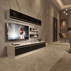 Decoraktiv Eko 5B Mdf Std Tv Ünitesi Tv Sehpası Beyaz - Siyah