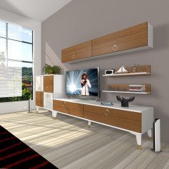 Decoraktiv Eko 6Y Mdf Std Gold Tv Ünitesi Tv Sehpası Beyaz - Ceviz