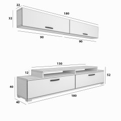 Decoraktiv Ekoflex 5 Slm Tv Ünitesi Tv Sehpası Parlak Beyaz