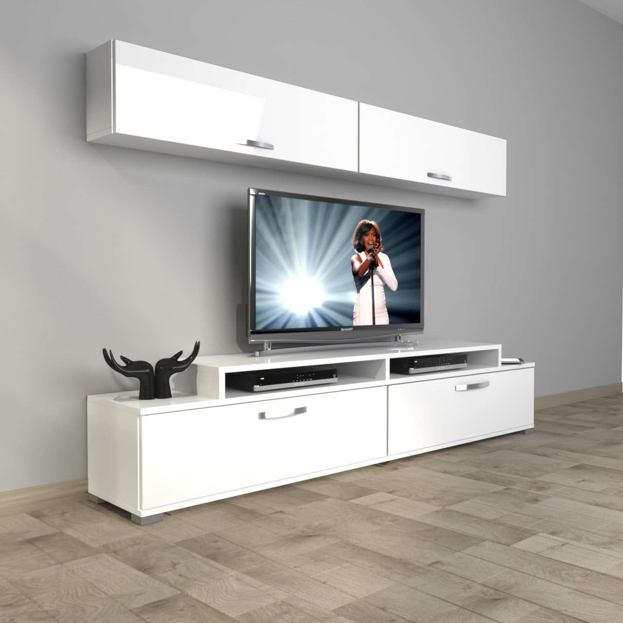 Decoraktiv Ekoflex 5 Slm Tv Ünitesi Tv Sehpası Parlak Beyaz