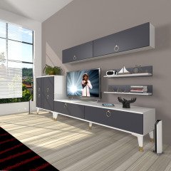 Decoraktiv Eko 6Y Mdf Std Gold Tv Ünitesi Tv Sehpası Beyaz - Antrasit