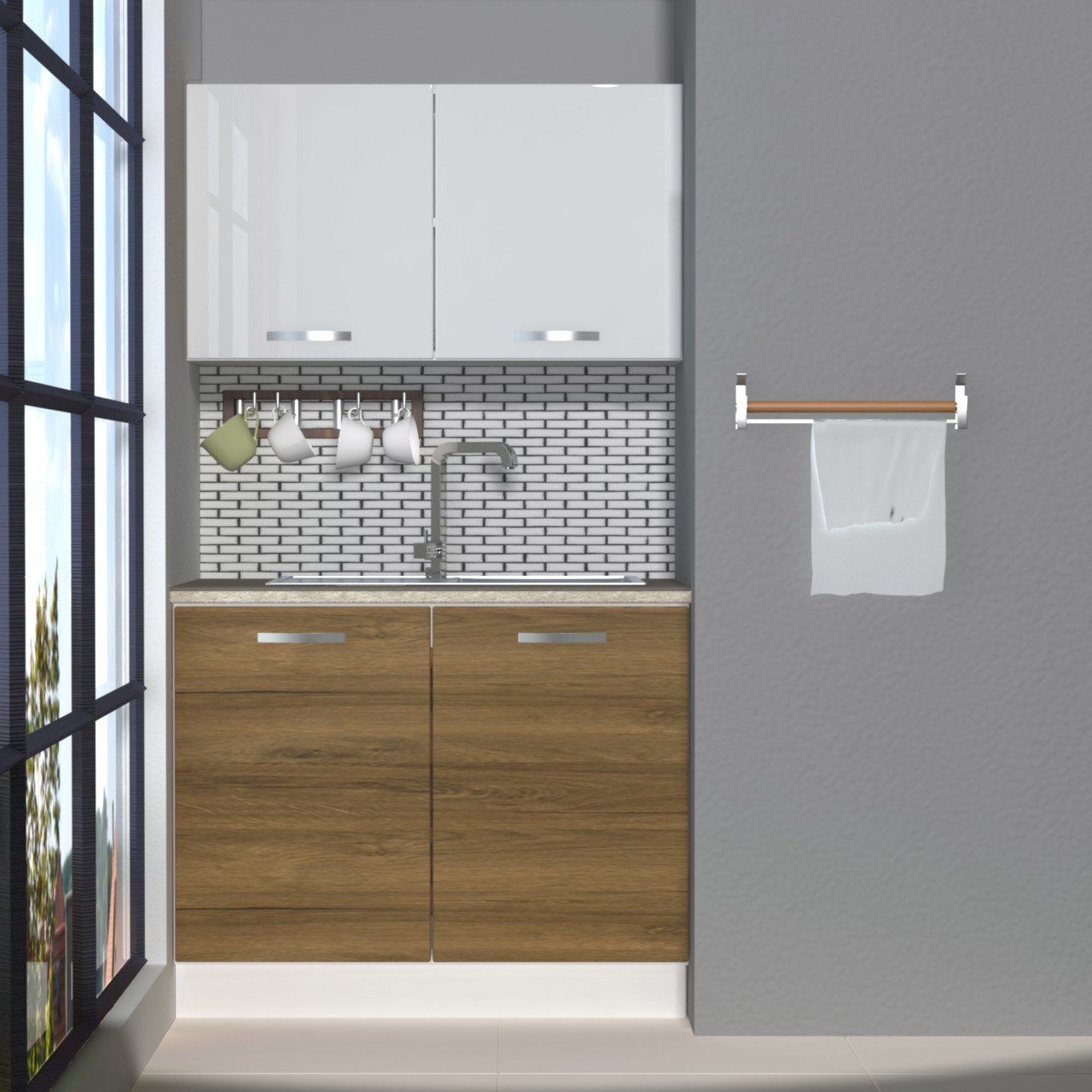 Decoraktiv Mini 100 MDF Hazır Mutfak Dolabı Pera - Beyaz