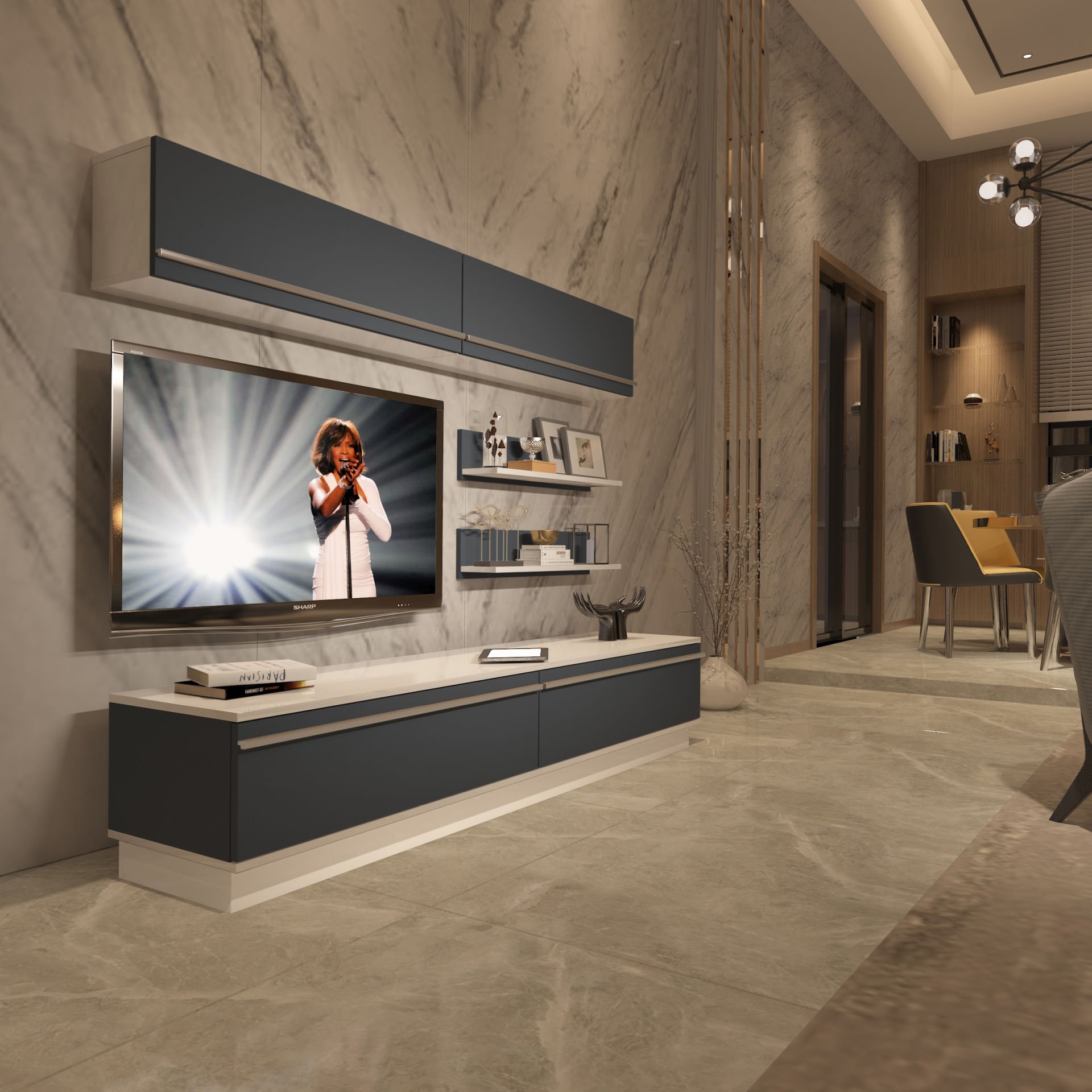Decoraktiv Eko 5B Mdf Std Tv Ünitesi Tv Sehpası Beyaz - Antrasit