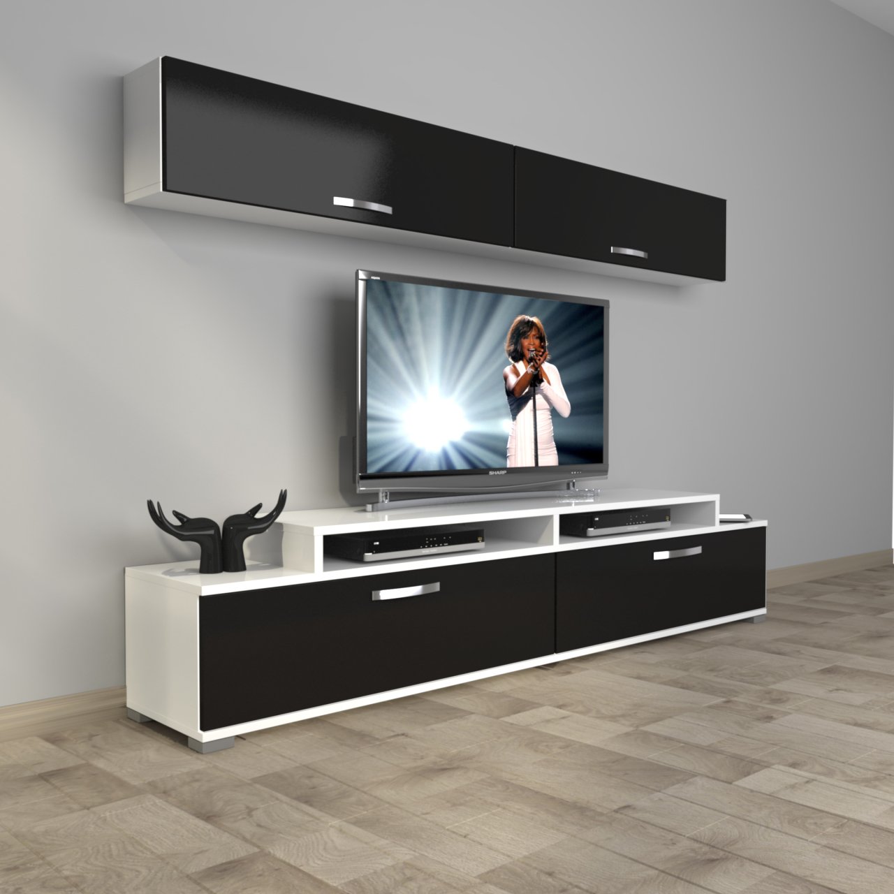 Decoraktiv Ekoflex 5 Slm Tv Ünitesi Tv Sehpası Beyaz - Siyah
