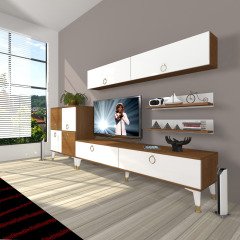 Decoraktiv Eko 6Y Mdf Std Gold Tv Ünitesi Tv Sehpası Ceviz - Beyaz