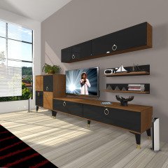 Decoraktiv Eko 6Y Mdf Std Gold Tv Ünitesi Tv Sehpası Ceviz - Siyah