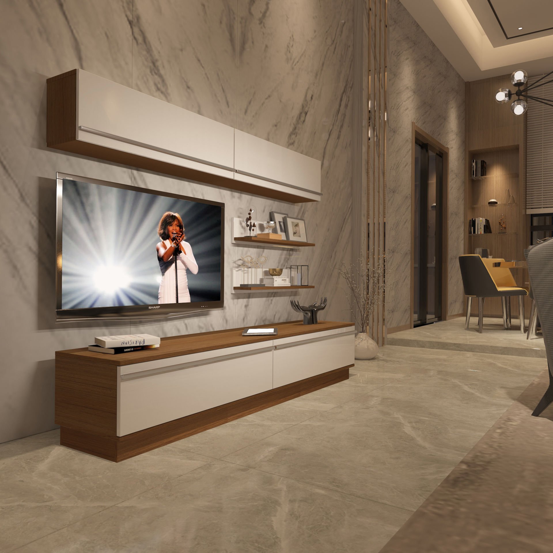 Decoraktiv Eko 5B Mdf Std Tv Ünitesi Tv Sehpası Ceviz - Beyaz