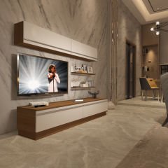 Decoraktiv Eko 5B Mdf Std Tv Ünitesi Tv Sehpası Ceviz - Beyaz