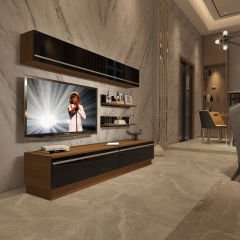 Decoraktiv Eko 5B Mdf Std Tv Ünitesi Tv Sehpası Ceviz - Siyah