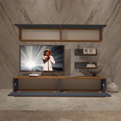Decoraktiv Eko 5B Mdf Std Tv Ünitesi Tv Sehpası Ceviz - Antrasit