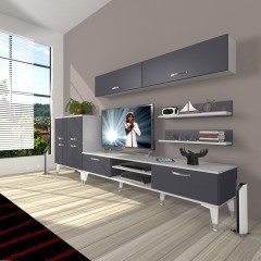 Decoraktiv Eko 6Y Mdf Dvd Silver Tv Ünitesi Tv Sehpası Beyaz - Antrasit