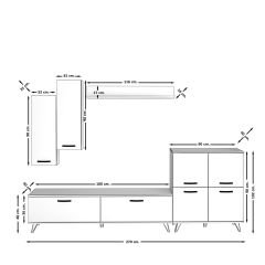 Decoraktiv Eko 6 Slm Std Retro Tv Ünitesi Tv Sehpası Parlak Beyaz