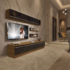 Decoraktiv Eko 5B Mdf Std Tv Ünitesi Tv Sehpası Pera - Siyah Mermer