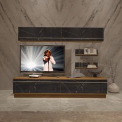 Decoraktiv Eko 5B Mdf Std Tv Ünitesi Tv Sehpası Pera - Siyah Mermer
