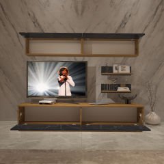 Decoraktiv Eko 5B Mdf Std Tv Ünitesi Tv Sehpası Pera - Siyah Mermer