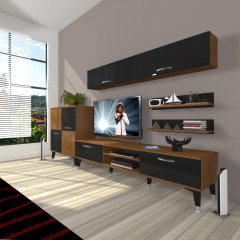 Decoraktiv Eko 6Y Mdf Dvd Silver Tv Ünitesi Tv Sehpası Ceviz - Siyah