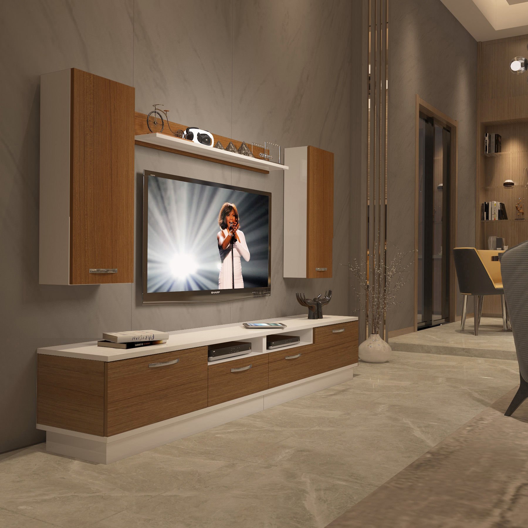 Decoraktiv Trendstyle 5220D Mdf Tv Ünitesi Tv Sehpası Beyaz - Ceviz