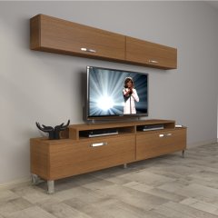 Decoraktiv Ekoflex 5 Slm Krom Ayaklı Tv Ünitesi Tv Sehpası Ceviz