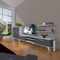Decoraktiv Eko On Mdf Dvd Retro Tv Ünitesi Tv Sehpası Beyaz - Antrasit