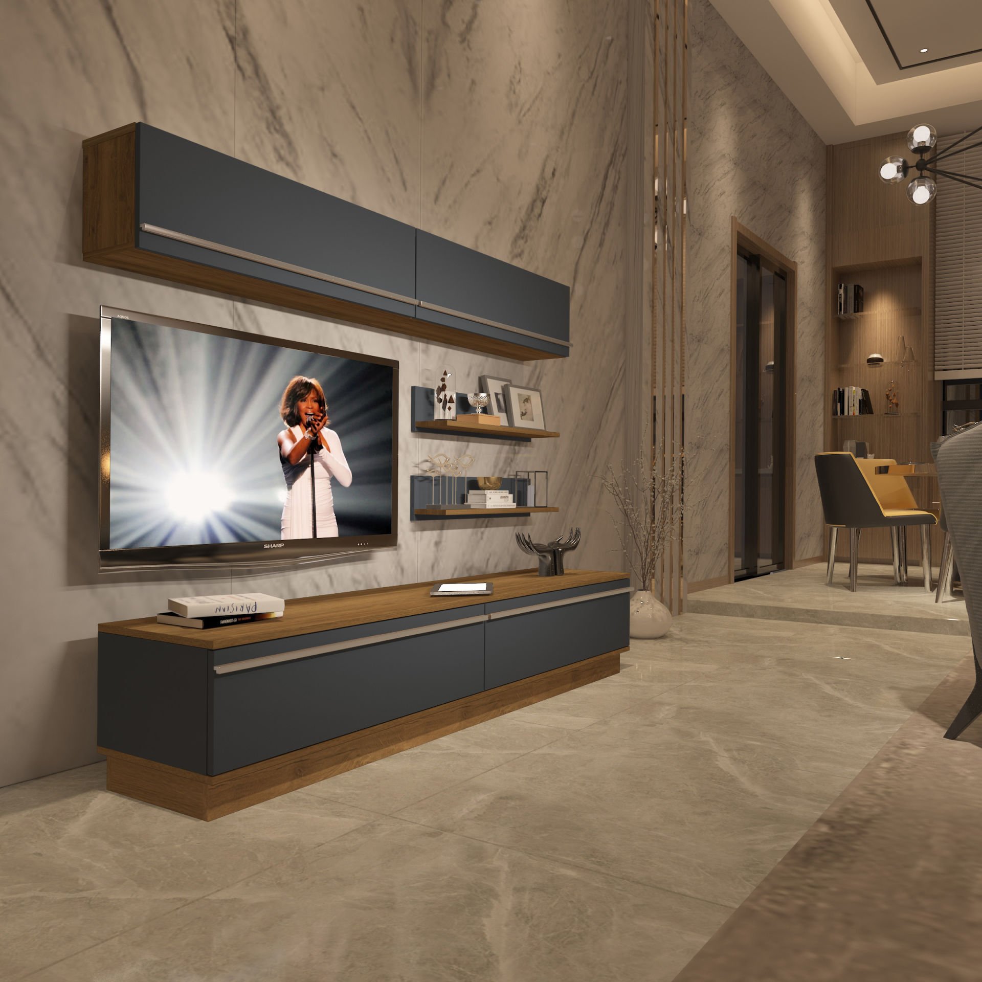 Decoraktiv Eko 5B Mdf Std Tv Ünitesi Tv Sehpası Pera - Antrasit