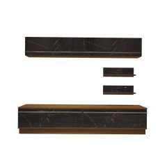 Decoraktiv Eko 5B Mdf Std Tv Ünitesi Tv Sehpası Ceviz - Siyah Mermer