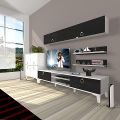 Decoraktiv Eko 6Y Mdf Dvd Gold Tv Ünitesi Tv Sehpası Beyaz - Siyah