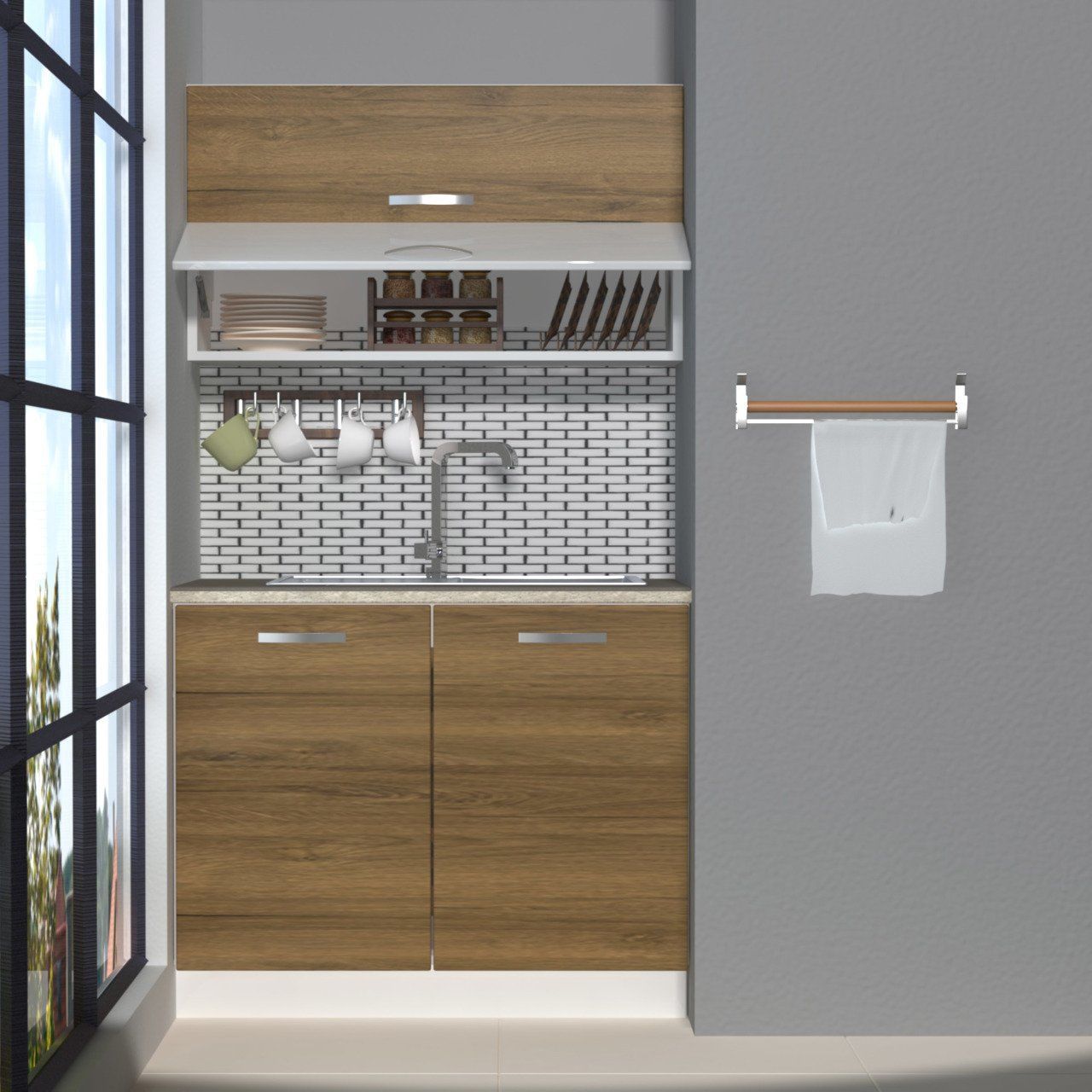 Decoraktiv Mini 100T MDF Hazır Mutfak Dolabı Pera