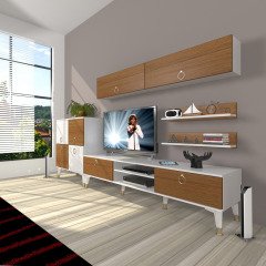 Decoraktiv Eko 6Y Mdf Dvd Gold Tv Ünitesi Tv Sehpası Beyaz - Ceviz