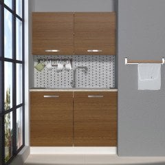 Decoraktiv Mini 120 MDF Hazır Mutfak Dolabı Parlak Beyaz