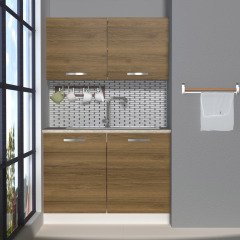 Decoraktiv Mini 120 MDF Hazır Mutfak Dolabı Ceviz