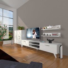 Decoraktiv Eko On Mdf Dvd Retro Tv Ünitesi Tv Sehpası Parlak Beyaz