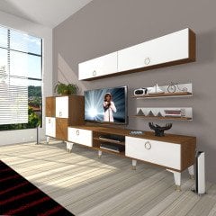 Decoraktiv Eko 6Y Mdf Dvd Gold Tv Ünitesi Tv Sehpası Ceviz - Beyaz